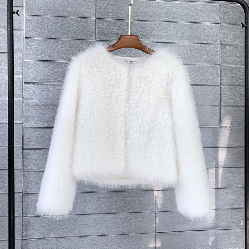 Plus Size Solid Color Women's Short Fur Coat