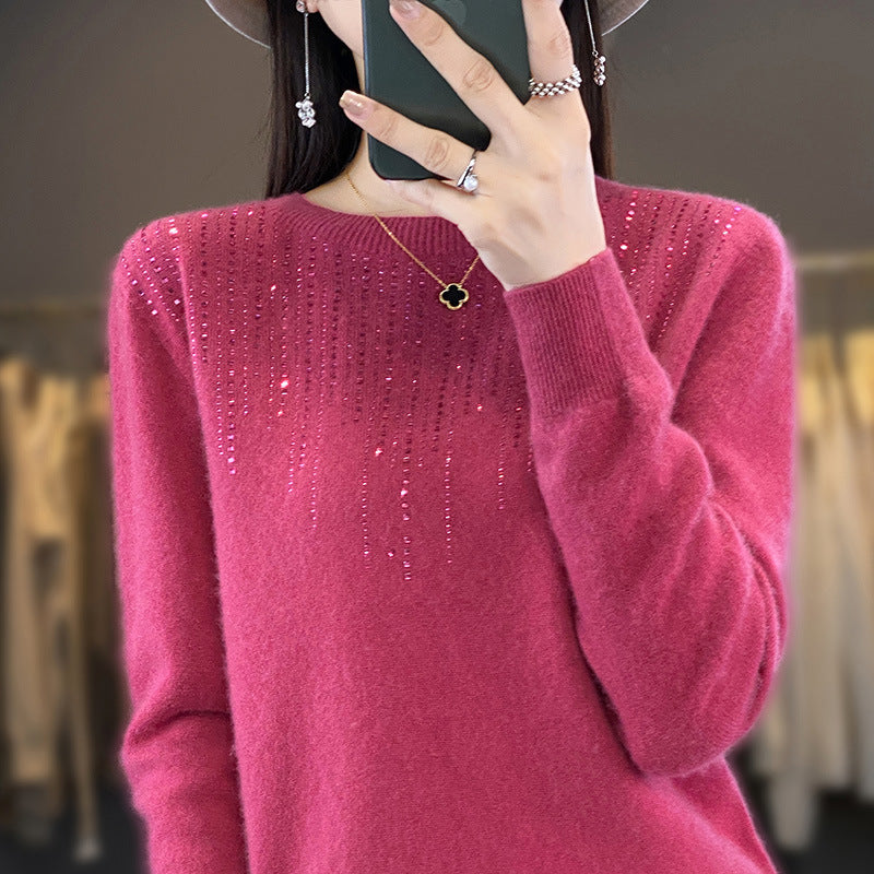 Stunning ❤️ Women Fashion Merino Wool rhinestones Cardigan Sweater Cashmere Knitted Jumper Dress TOP shirt - Best Christmas gift