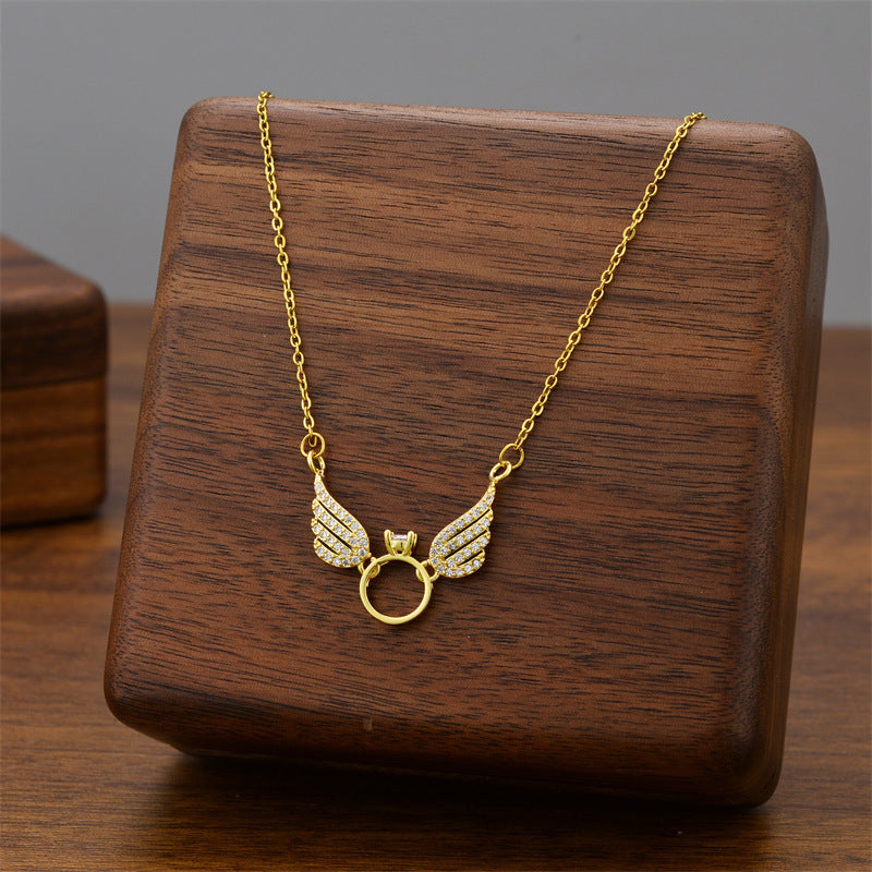 Simple & Elegant Titanium Steel Angel Necklace Pendant Fashion Jewellery Gift UK