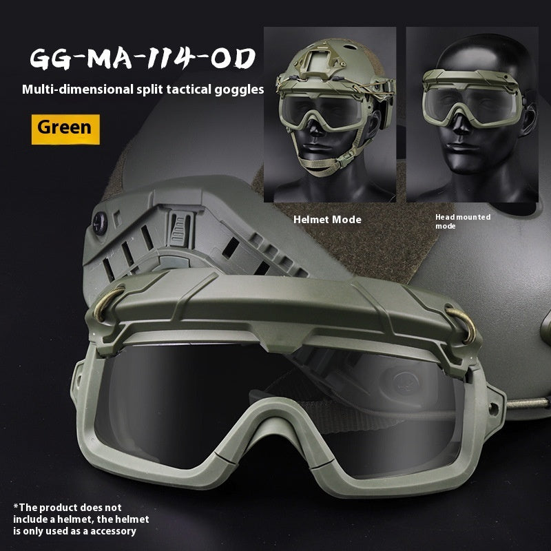 Multi-dimensional Split Tactical Outdoor Goggles Two Use Modes Solid Color Version