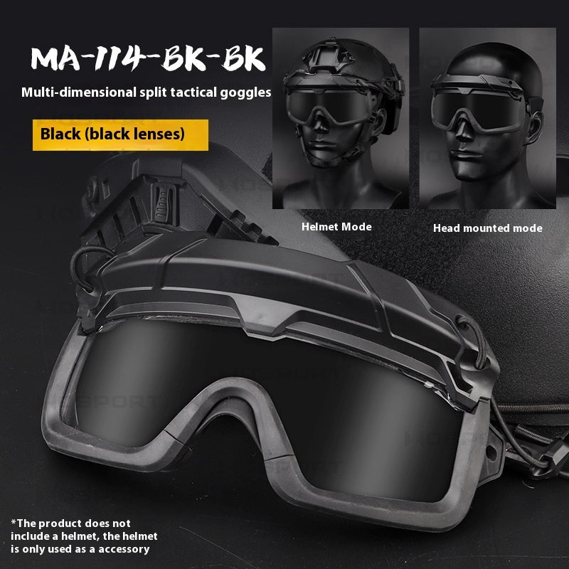 Multi-dimensional Split Tactical Outdoor Goggles Two Use Modes Solid Color Version