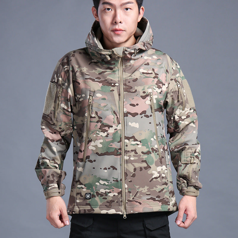 Men's Tactical Shell Jacket Fleece Windproof Rainproof Outdoor Sports Jacket