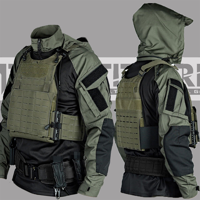 Black And Gray Industrial Attack SP2 Tactical Top Battle Suit / strider intruder Combat Tactical shirt Top - tactical gear - waterproof rainproof must have tactical clothing