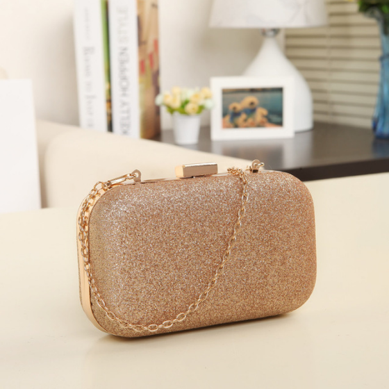 Women Evening bag - party Handbag Evening Clutch Bags - bags For Party New Women Chain Shoulder Bag Ladies Fashion Gold Clutch Box Bag Women Messenger bag - Christmas party bag - shiny silk clutch- Sale - Christmas gift