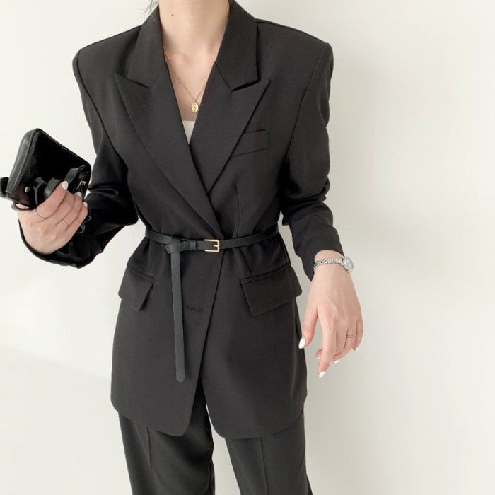 Short French Classic Formal Business workwear Suit Jacket with Belt - Christmas special - Petite Jacket - S / M - smart workwear