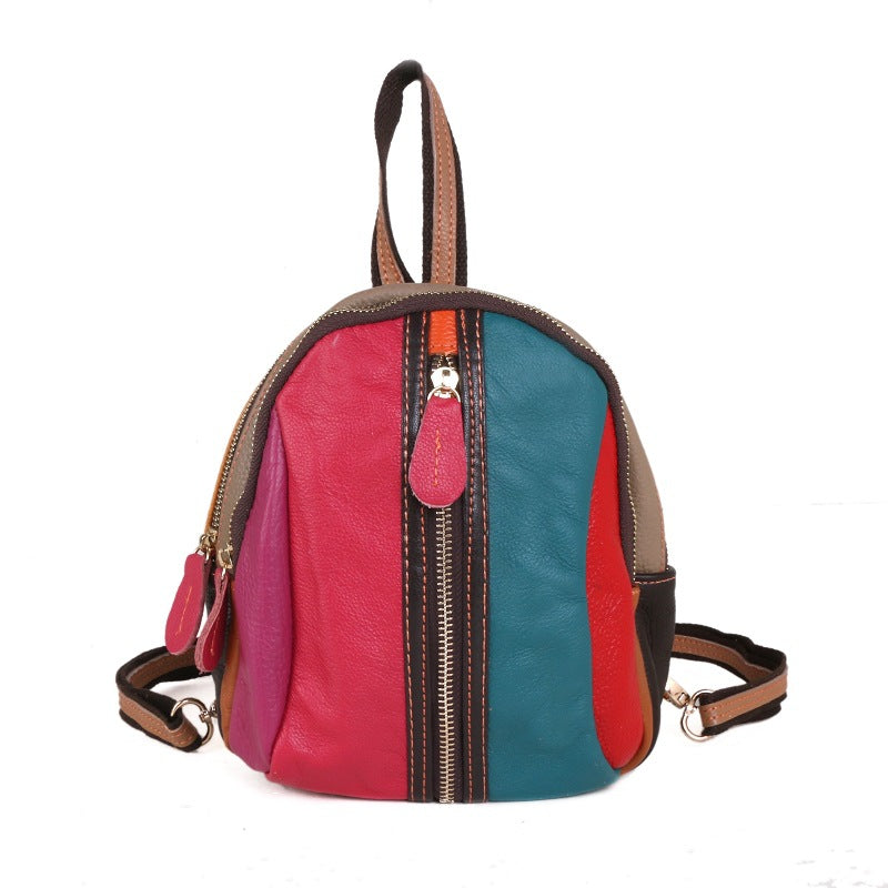 Leather Woman's Bag With Small Cross-Slung Sheepskin Backpack