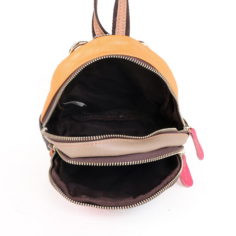 Leather Woman's Bag With Small Cross-Slung Sheepskin Backpack