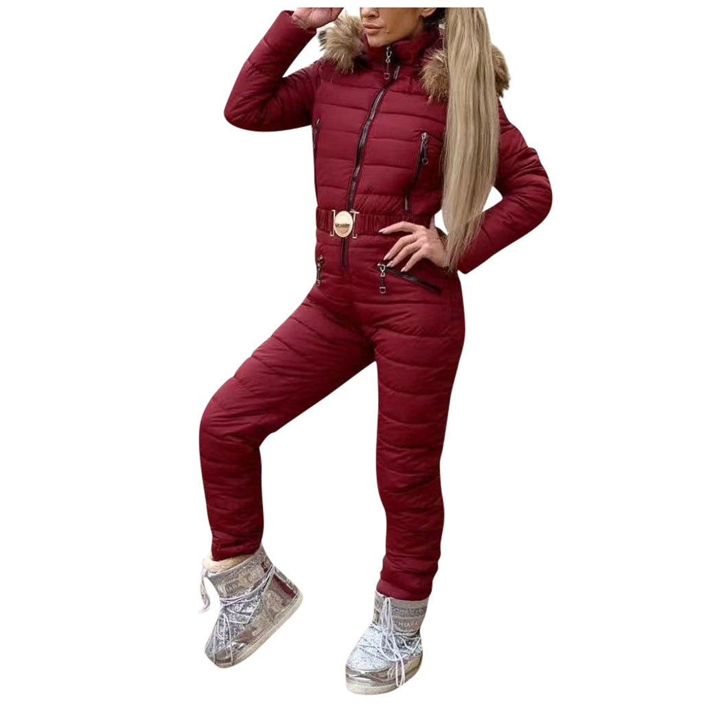 Ladies cotton one-piece ski jumpsuit suit