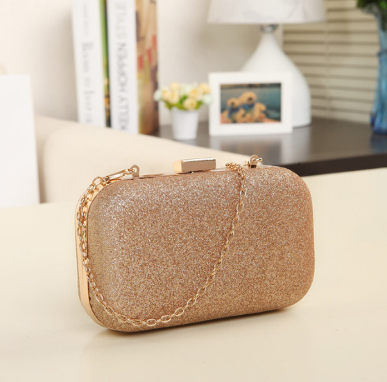 Women Evening bag - party Handbag Evening Clutch Bags - bags For Party New Women Chain Shoulder Bag Ladies Fashion Gold Clutch Box Bag Women Messenger bag - Christmas party bag - shiny silk clutch- Sale - Christmas gift