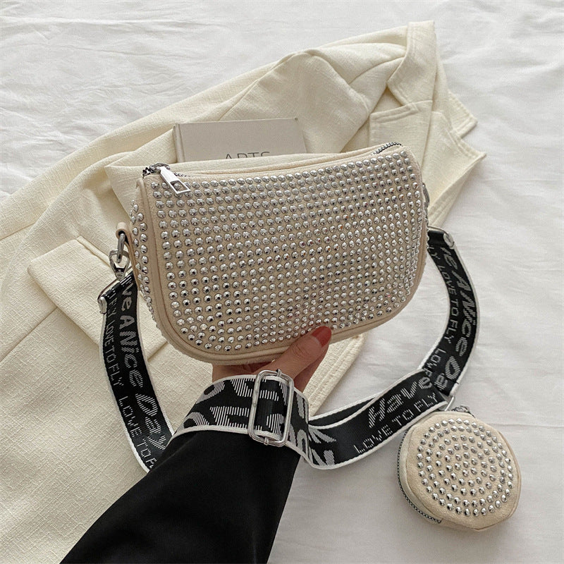 Luxury Designer Bags ❤️💎 Rhinestones Shoulder Bag With matching Small earphone coin Purse Fashion Party prom Underarm Crossbody shoulder Bag - clutch bag handbag tote crossbody bag