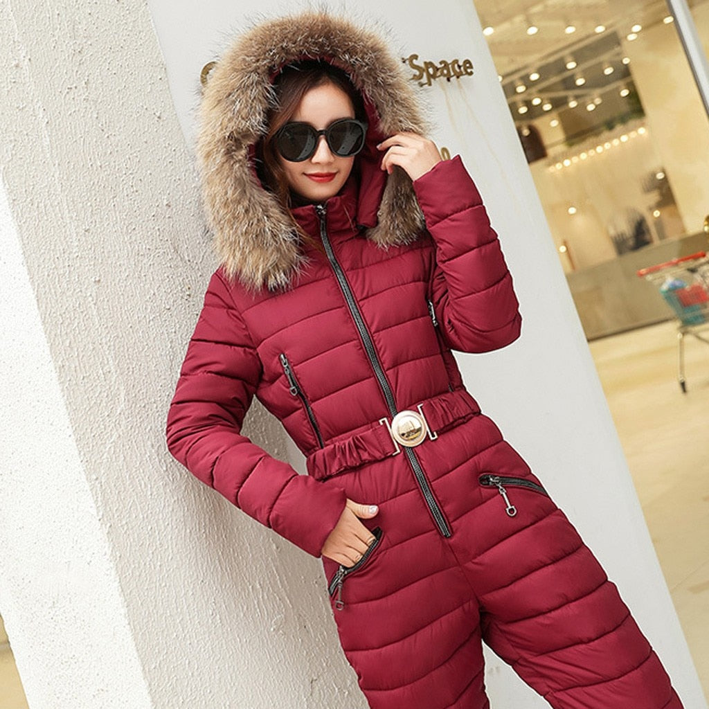 Ladies cotton one-piece ski jumpsuit suit