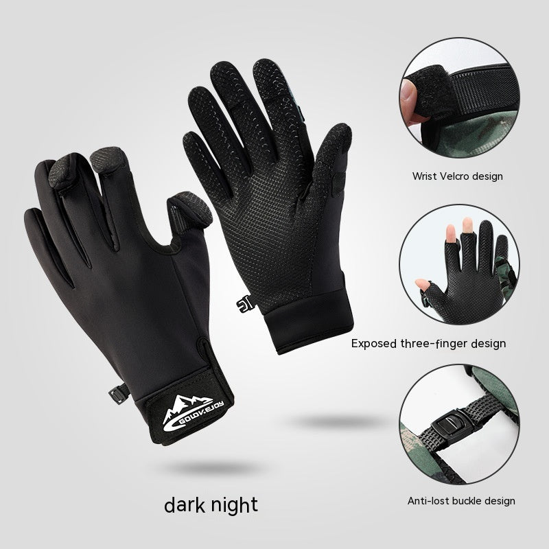 Professional Fishing Gloves Winter Exposed Three Finger Half Finger Touch Screen