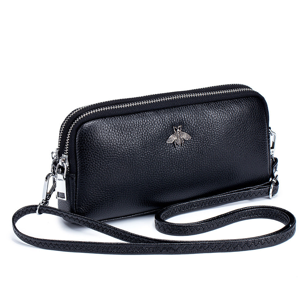 Genuine Leather Fashion Shoulder Double-layer Multifunctional Zipper Bag Purse - MUST BUY