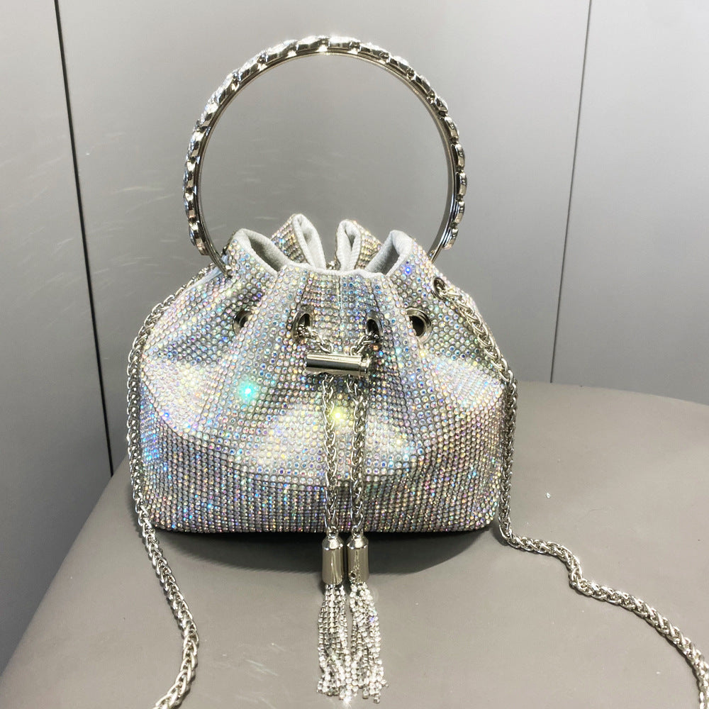 Women’s Fashion Metallic Shiny Diamonds rhinestones encrusted shoulder crossbody Top handle Handbag bag Tote pretty bag purse UK