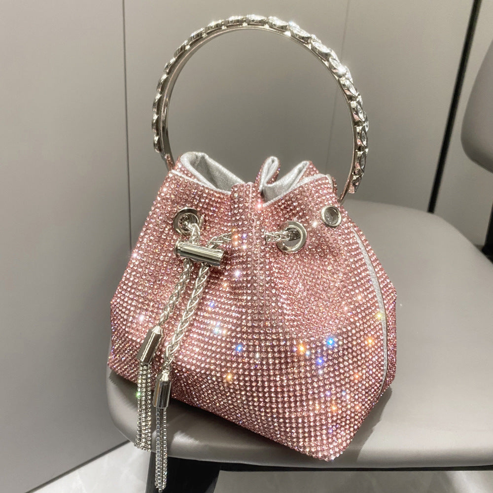 Women’s Fashion Metallic Shiny Diamonds rhinestones encrusted shoulder crossbody Top handle Handbag bag Tote pretty bag purse UK