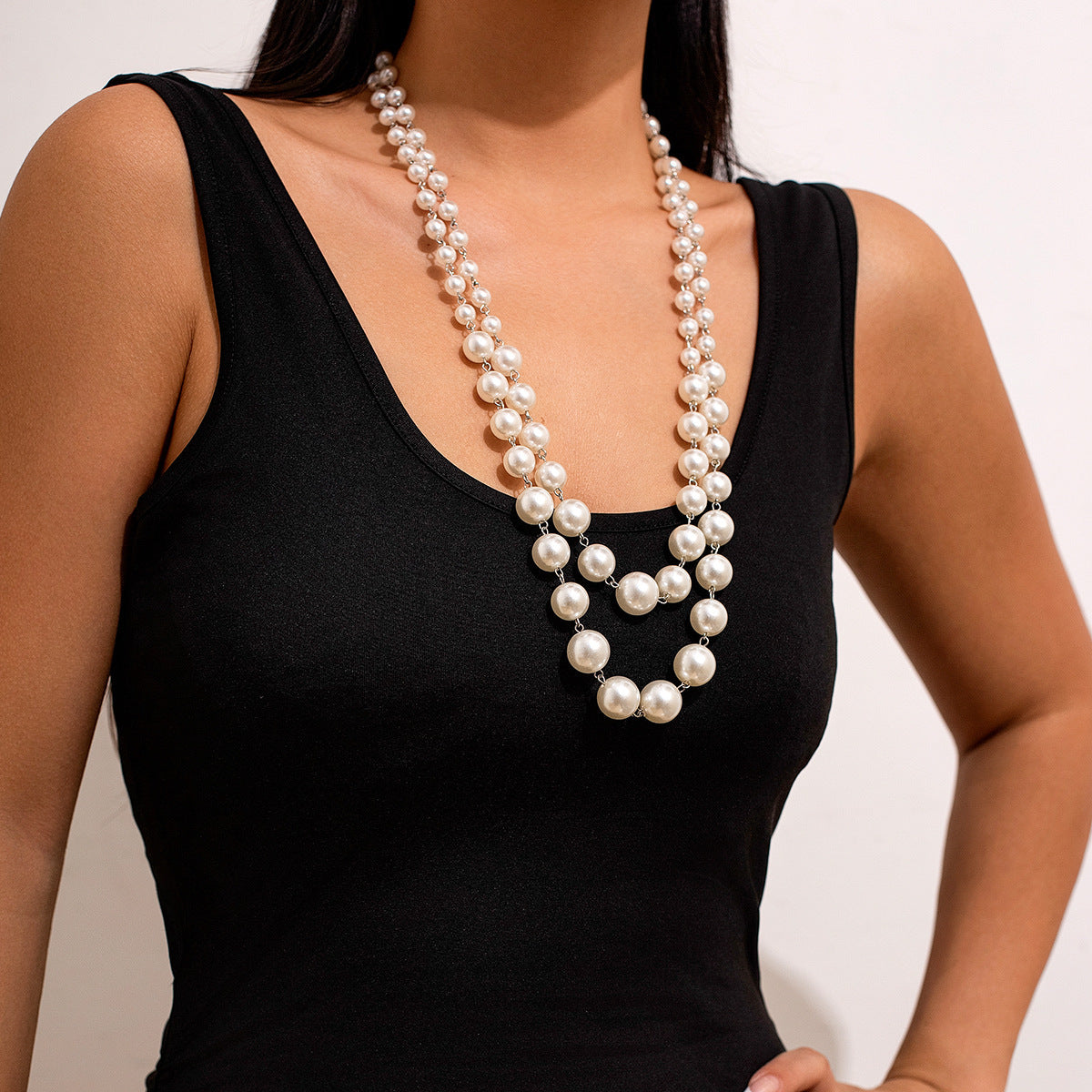 Fashion Sense  Pearl Twin Clavicle Chain Tassel