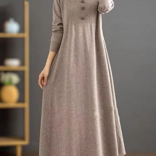 Women’s Autumn & Winter warm & cosy New wool Knitted long maxi Dress outfit jumper cardigan Shirt dress - warm & comfortable