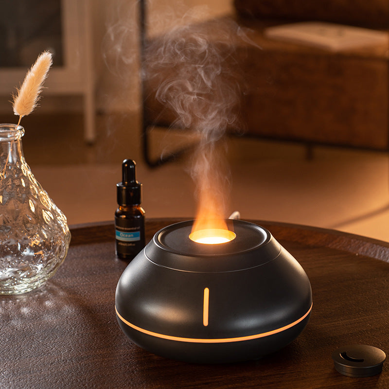 NEW JUST ARRIVED & SELLING FAST - Electronic Essential oil Diffuser- Best Humidifier with Colourful Simulation Flame - Aroma Diffuser - Aromatherapy- Night light - LED -Desktop Creativity Humidifier For Home , Office , Yoga , Library bedroom garden Room.