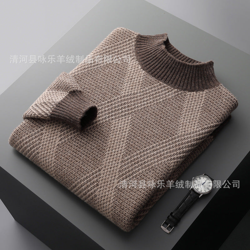 Half Turtleneck wool cashmere blend Woven Sweater Loose Contrast Colour fine Knitted Cashmere Bottoming Shirt - winter warm comfortable cardigan jumper pullover Top sweater dress - Quality Guaranteed