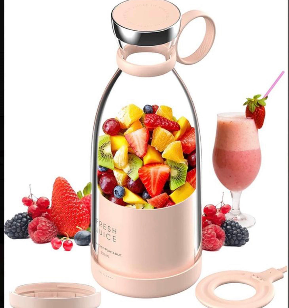 Trending Compact & Aesthetic Portable Electric Wireless Blender Fruit Juicer / Mixer - Multifunction Smoothie Maker - Protein shaker citrus Juicer blender - Household Electric Mini Blender Portable Cup - accessories included - Free UK delivery - on sale