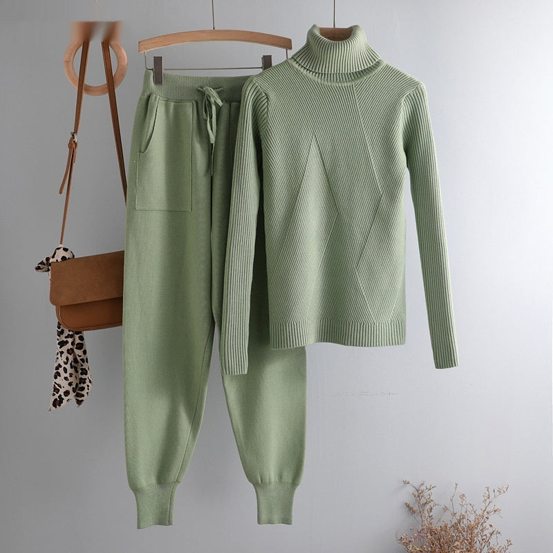 Sweater Casual Suit Pants Female Autumn And Winter Thick Thermal Knitting