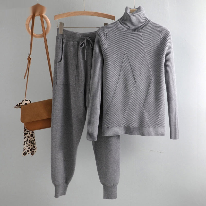 Sweater Casual Suit Pants Female Autumn And Winter Thick Thermal Knitting