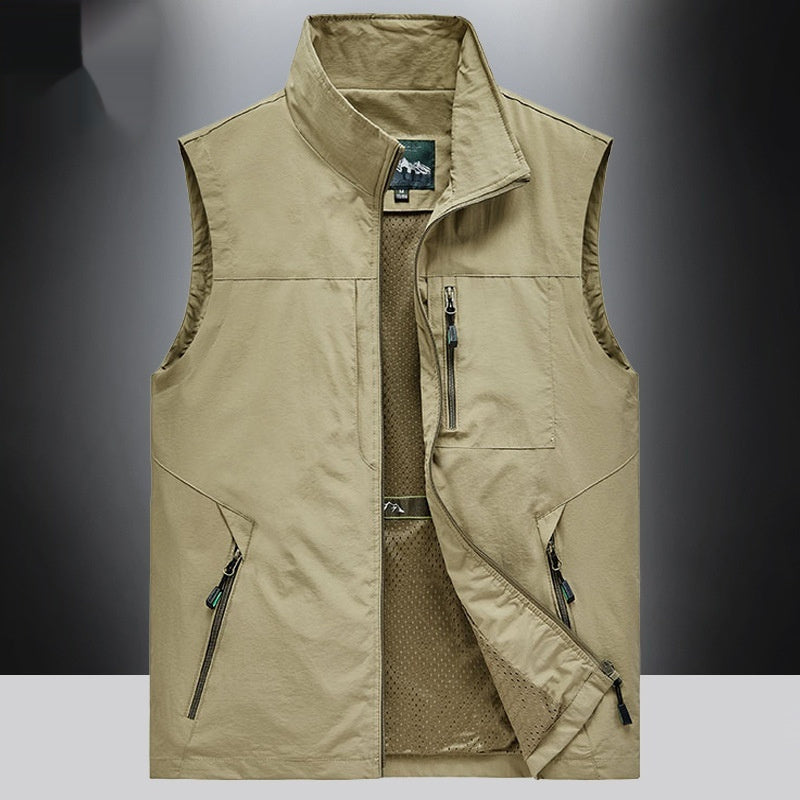 Outdoor Waistcoat Men's Thin Fishing Mountaineering Photography Waistcoat Vest Vest Stand Collar