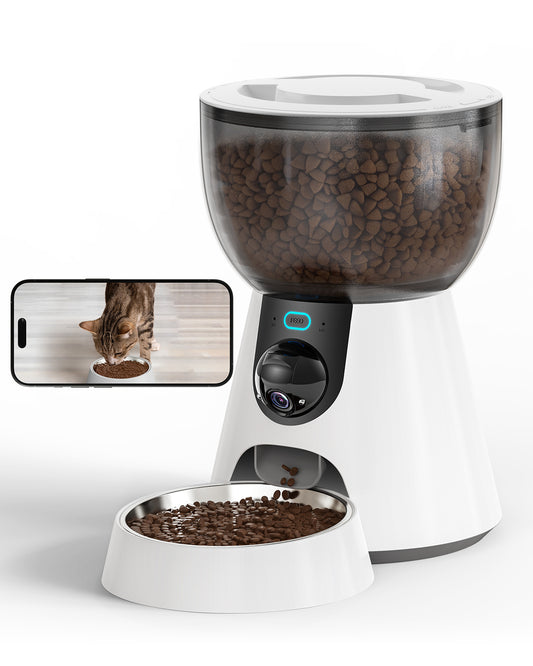 Automatic Cat Feeder With Camera, 1080P HD Video, Night Vision, 5G WiFi, 2-Way Audio, 10s Voice Recorder, Low Food & Blockage