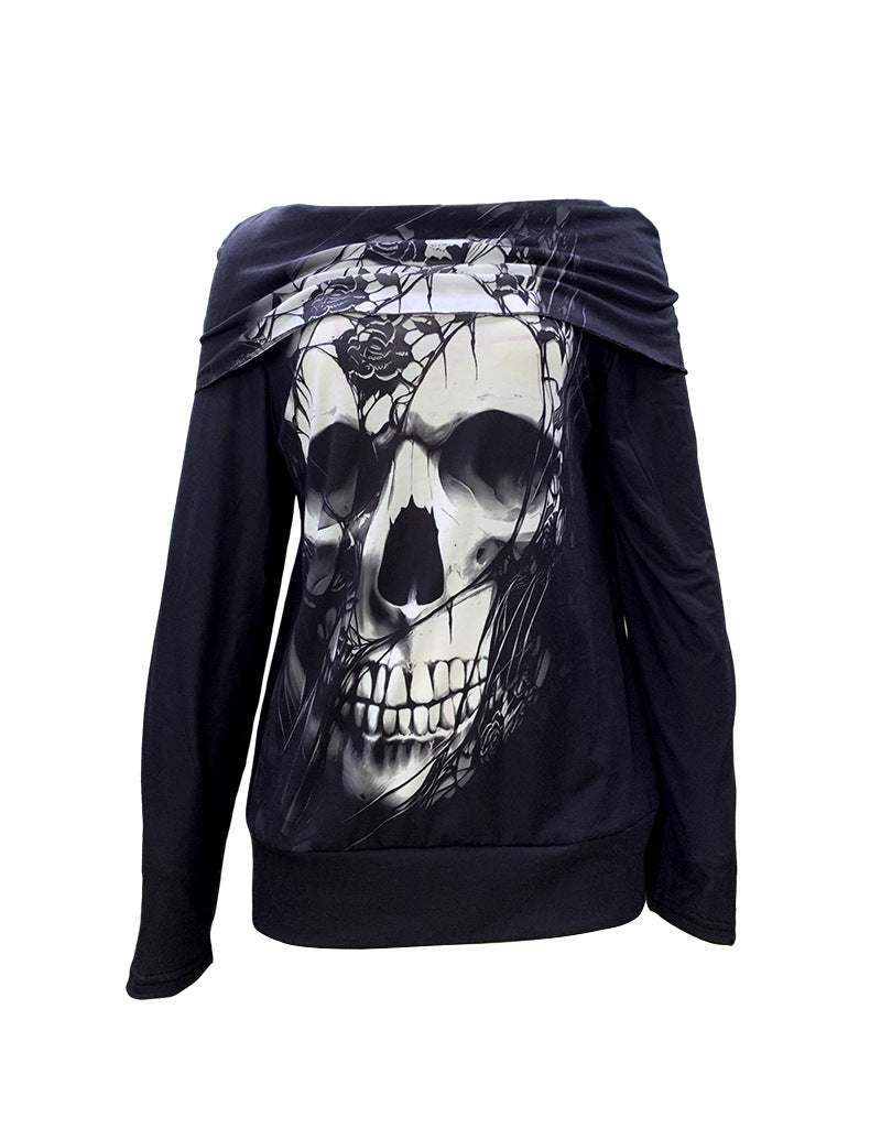 Women's Halloween Fashion Temperament Skull Top - jumper pullover top - winter spooky 👻 skull dress - all sizes available- sale ends soon - free uk delivery