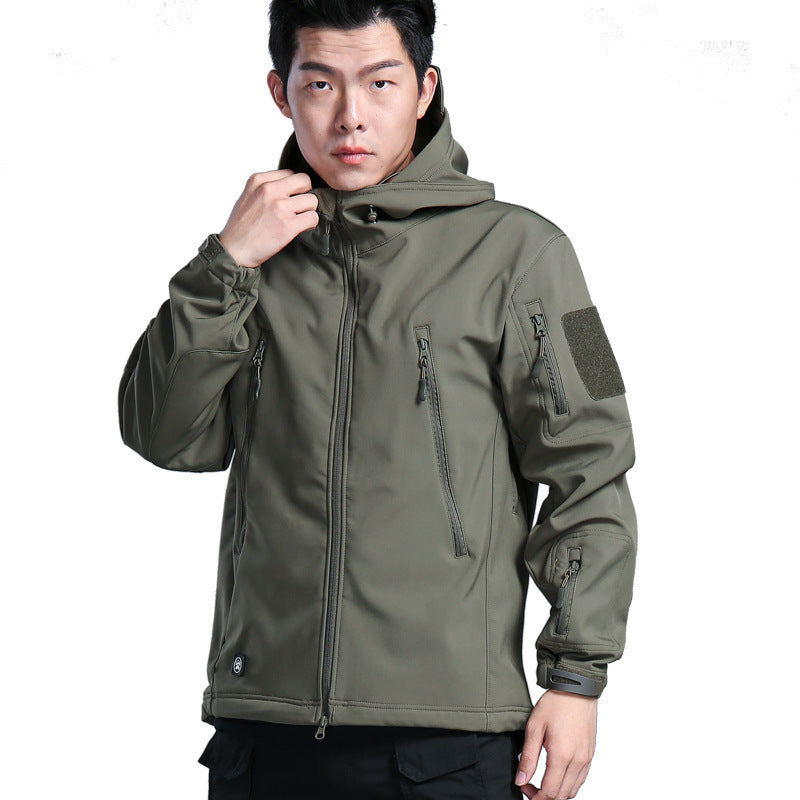 Men's Tactical Shell Jacket Fleece Windproof Rainproof Outdoor Sports Jacket