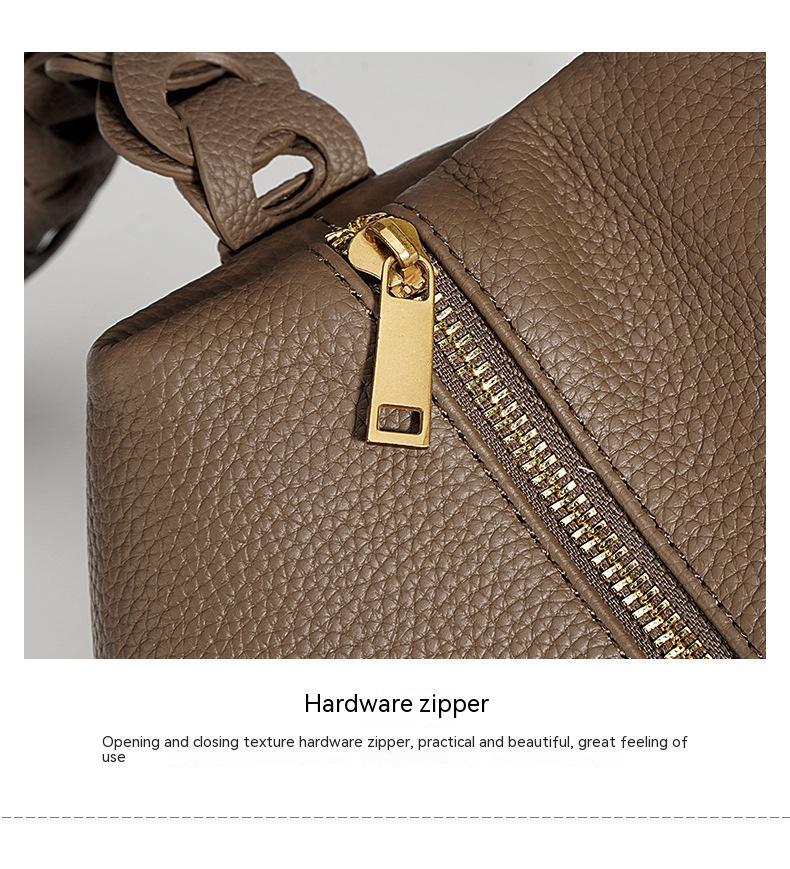 Female Niche Woven First Layer Cowhide Leather Single-shoulder Bag