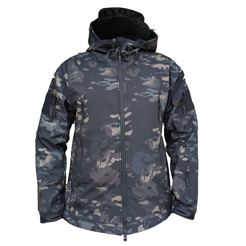 Men's Outdoor Tactical waterproof weatherproof wear resistant wind proof Fleece soft Shell Jacket coat Camouflage Army Activewear hoodie