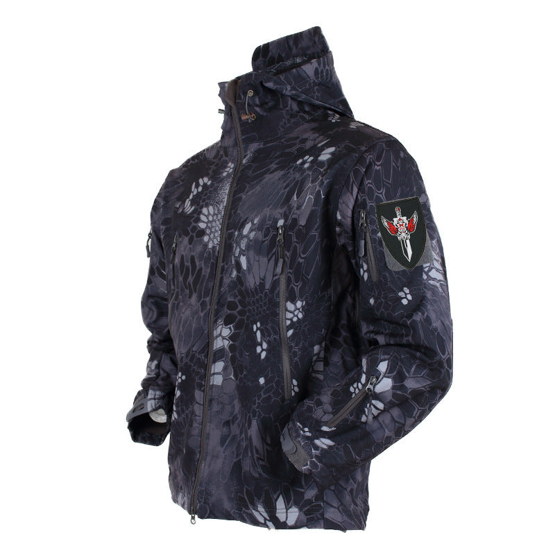 Men's Tactical Shell Jacket Fleece Windproof Rainproof Outdoor Sports Jacket