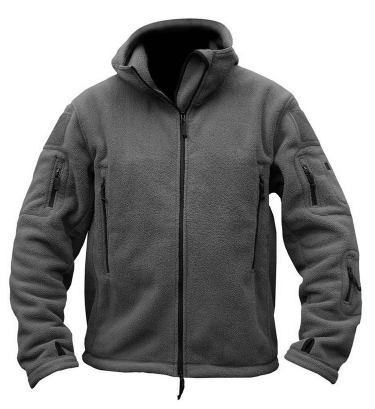 Men's Hooded Tactical Fleece Jacket Military Security Combat With 3 Zip Pockets - Cashmere Fleece - comfortable warm Workwear