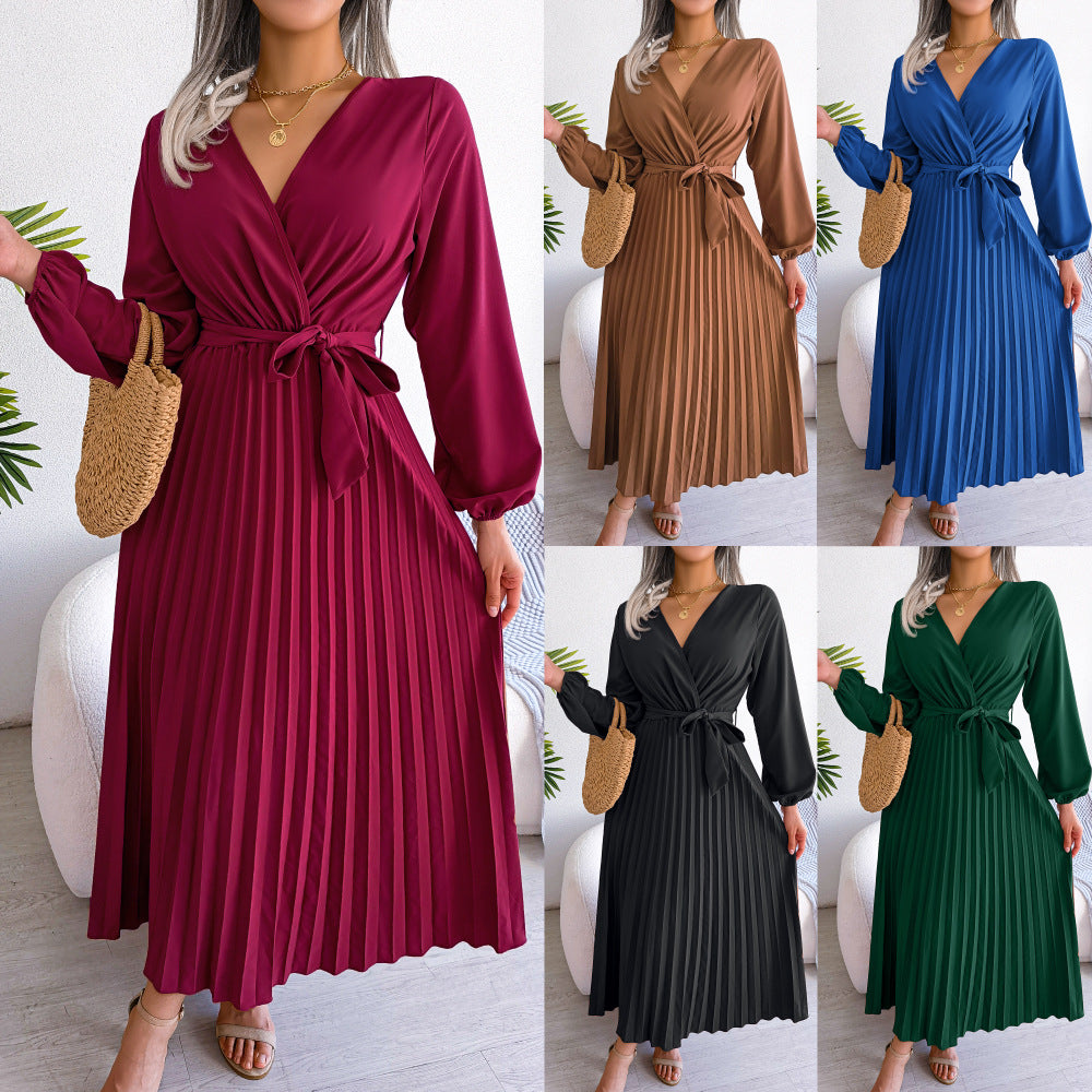 Trending Latest Fashion Elegant Cross Pleated Maxi wrap Dress - best Christmas evening party outfit - Mega sale - Christmas special - winter sale