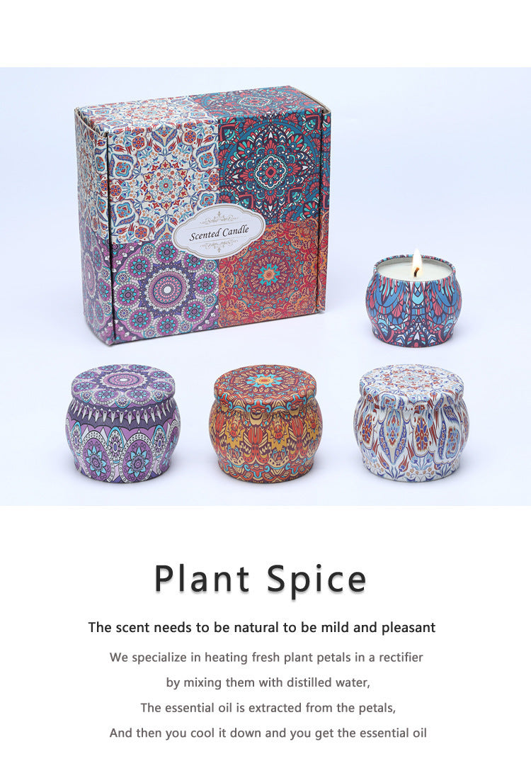 Tinplate Can Aromatherapy Candle Gift Box Festival Atmosphere Plant Soy Wax Household