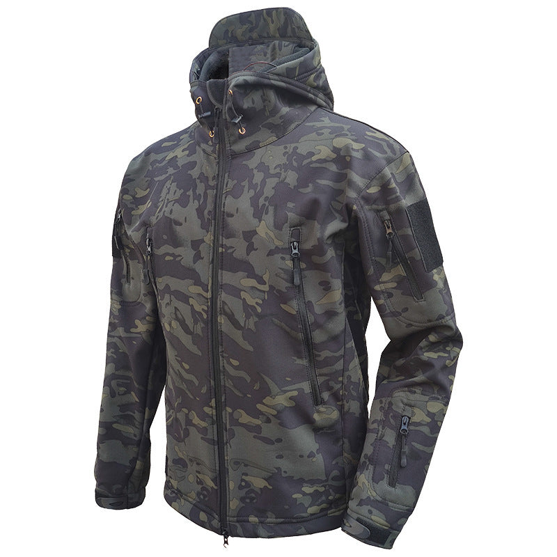 Men's Tactical Shell Jacket Fleece Windproof Rainproof Outdoor Sports Jacket