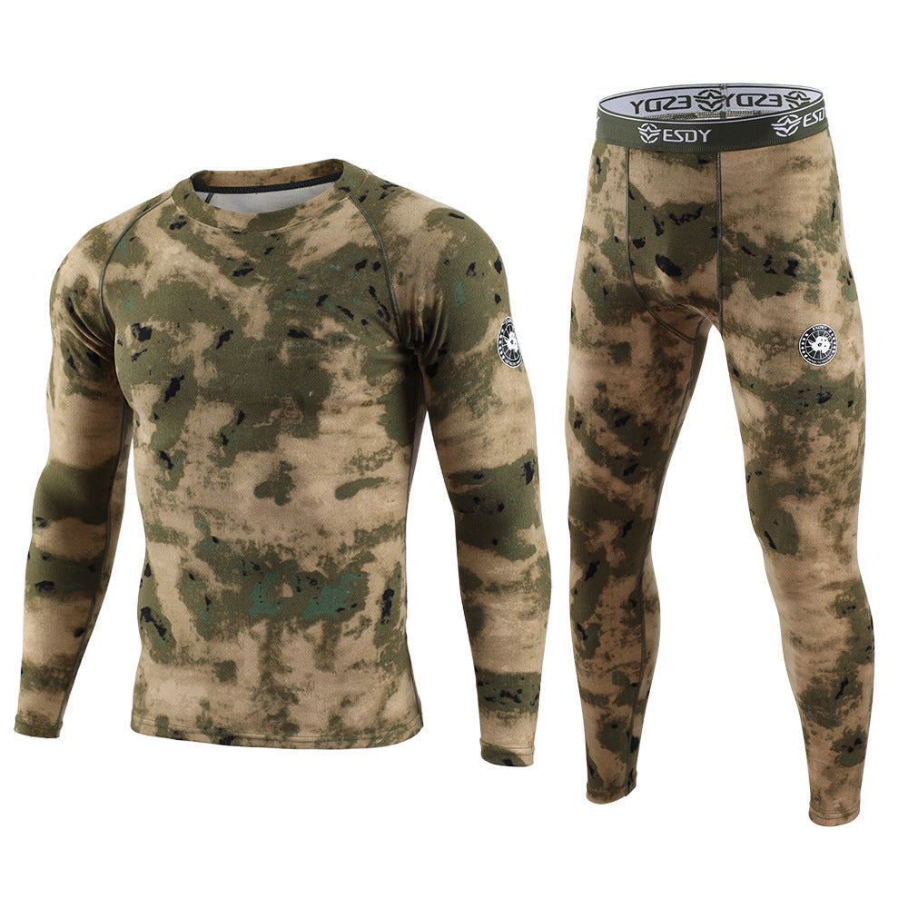 ESDY Men's Exercise Camouflage Dralon Thermal Underwear underpants undershirt body-warmers Suit