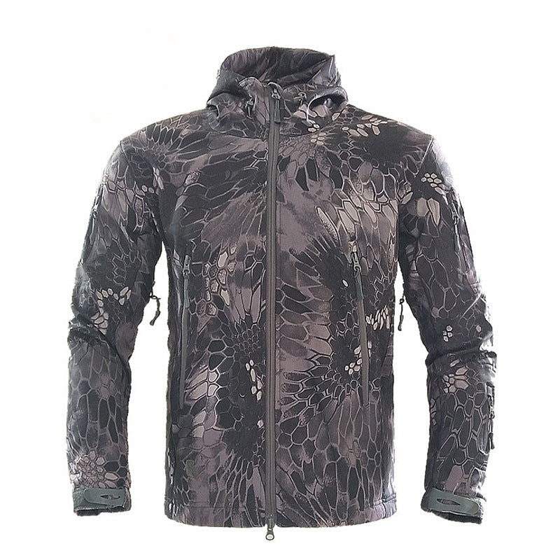 Men's Outdoor Tactical waterproof weatherproof wear resistant wind proof Fleece soft Shell Jacket coat Camouflage Army Activewear hoodie