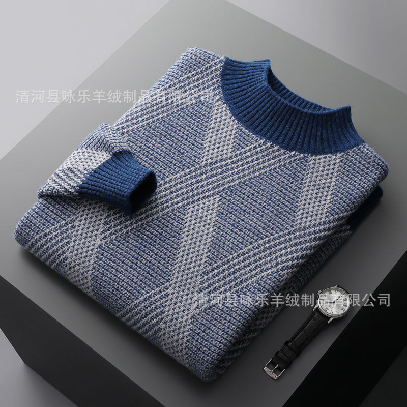 Half Turtleneck wool cashmere blend Woven Sweater Loose Contrast Colour fine Knitted Cashmere Bottoming Shirt - winter warm comfortable cardigan jumper pullover Top sweater dress - Quality Guaranteed