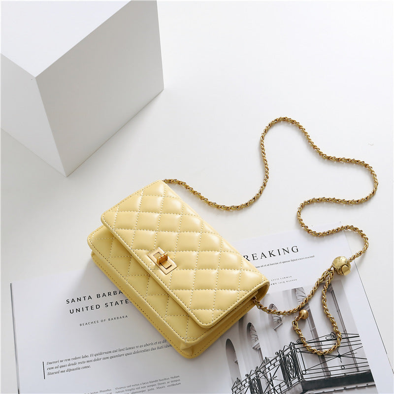 Golden Ball Small Square Bag New Leather Sheepskin Handbag - cross body bag - Christmas sale