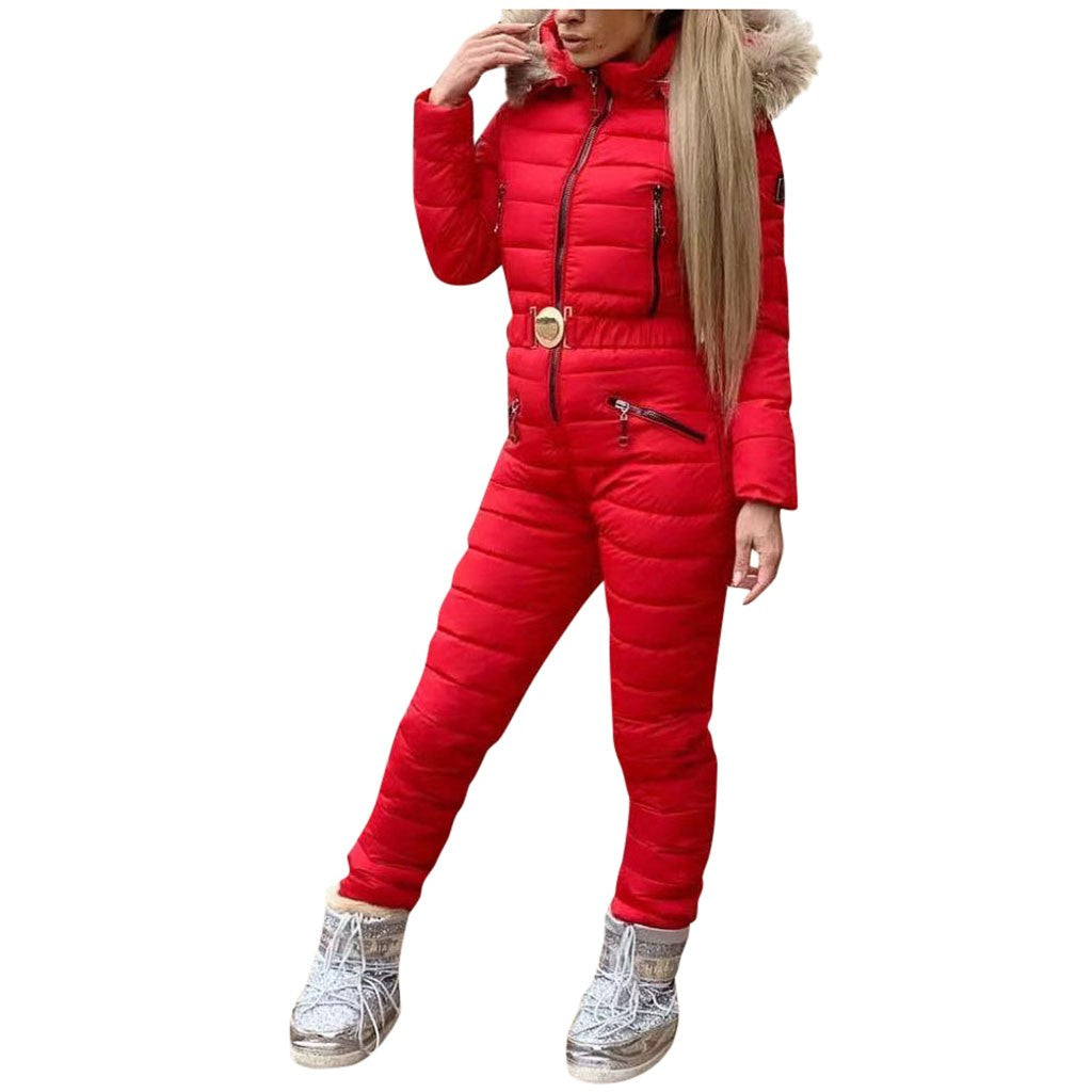 Ladies cotton one-piece ski jumpsuit suit