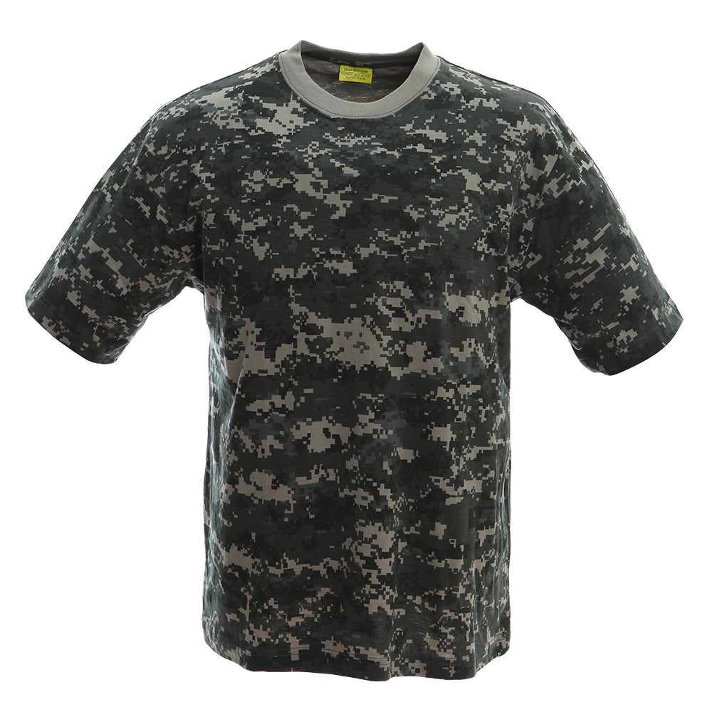 Summer Cross-border European Size Outdoor Army Fan Round Neck Tactical Top Half Sleeve Men's Cotton Tactical Camouflage T-shirt Short Sleeve