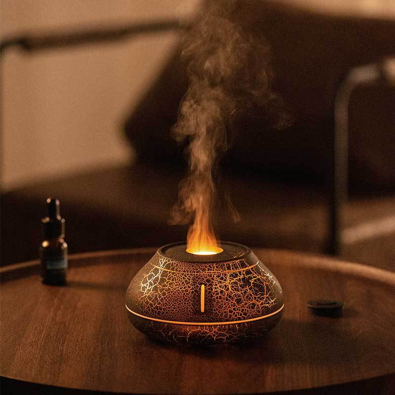 NEW JUST ARRIVED & SELLING FAST - Electronic Essential oil Diffuser- Best Humidifier with Colourful Simulation Flame - Aroma Diffuser - Aromatherapy- Night light - LED -Desktop Creativity Humidifier For Home , Office , Yoga , Library bedroom garden Room.