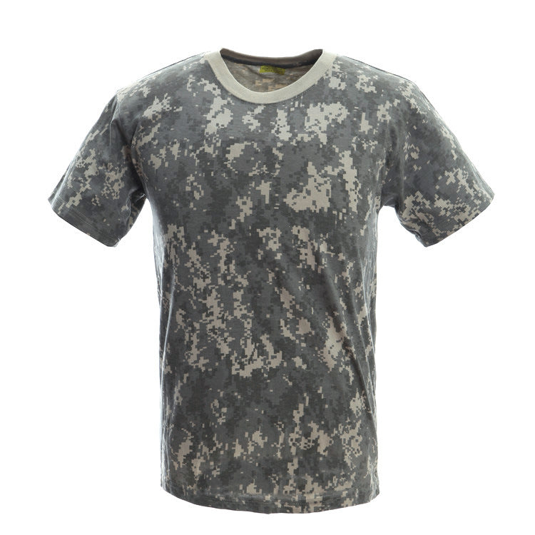 Summer Cross-border European Size Outdoor Army Fan Round Neck Tactical Top Half Sleeve Men's Cotton Tactical Camouflage T-shirt Short Sleeve