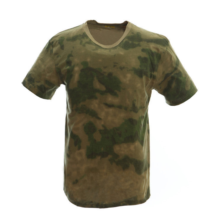 Summer Cross-border European Size Outdoor Army Fan Round Neck Tactical Top Half Sleeve Men's Cotton Tactical Camouflage T-shirt Short Sleeve