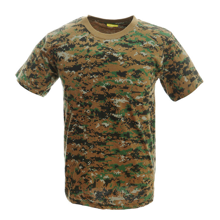 Summer Cross-border European Size Outdoor Army Fan Round Neck Tactical Top Half Sleeve Men's Cotton Tactical Camouflage T-shirt Short Sleeve