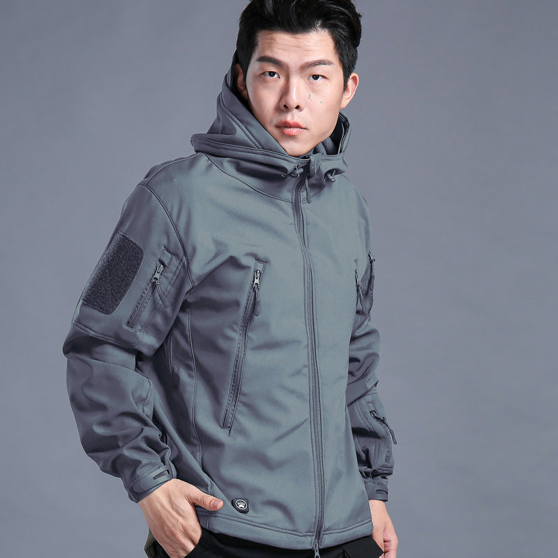 Men's Tactical Shell Jacket Fleece Windproof Rainproof Outdoor Sports Jacket