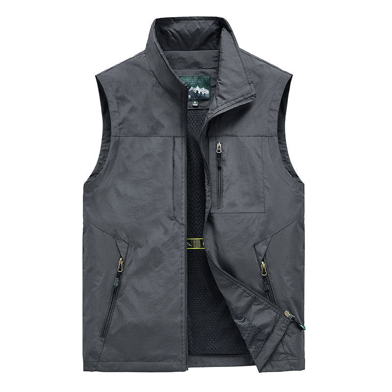 Outdoor Waistcoat Men's Thin Fishing Mountaineering Photography Waistcoat Vest Vest Stand Collar