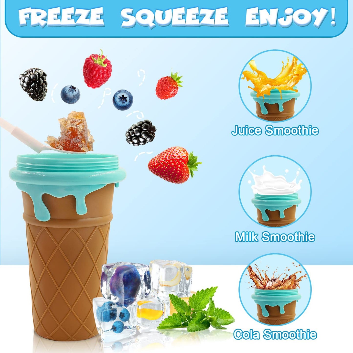 500ml Large Capacity Slushy Cup Summer Squeeze Homemade Juice Water Bottle Quick-Frozen Smoothie Sand Cup Pinch Fast Cooling Magic Ice Cream Slushy Maker Beker Kitchen Gadgets - TRENDING